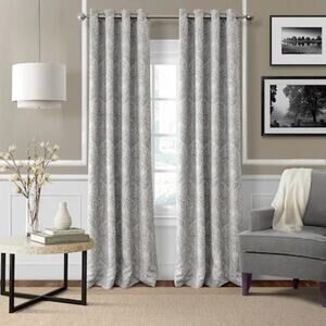 Julianne Window Panel Vintage Paisley Print Room Darkening Curtains Gray 95 Inch